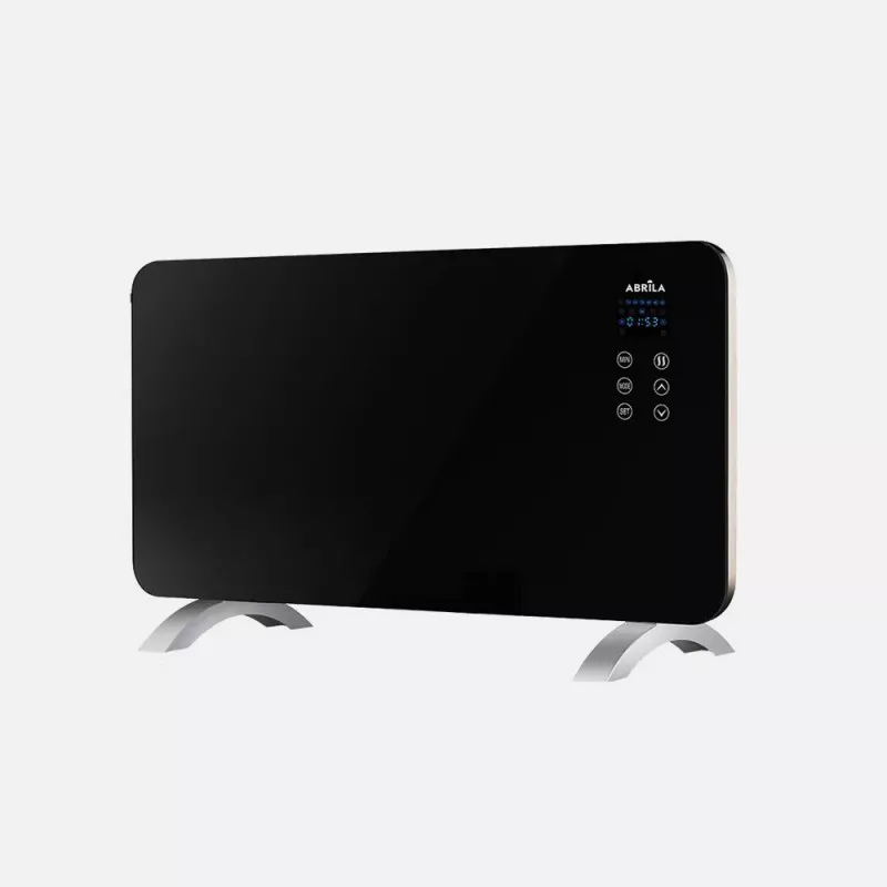 Emisor térmico de cristal Fabrilamp Himalaya 1500 W en color negro con diseño moderno y panel de control digital.
