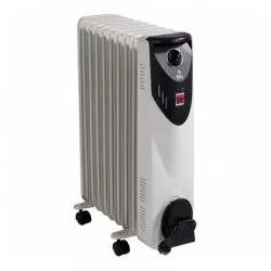 RADIADOR FM RW-20 2000 W 9 portátil blanco con ruedas y diseño de panel delgado.