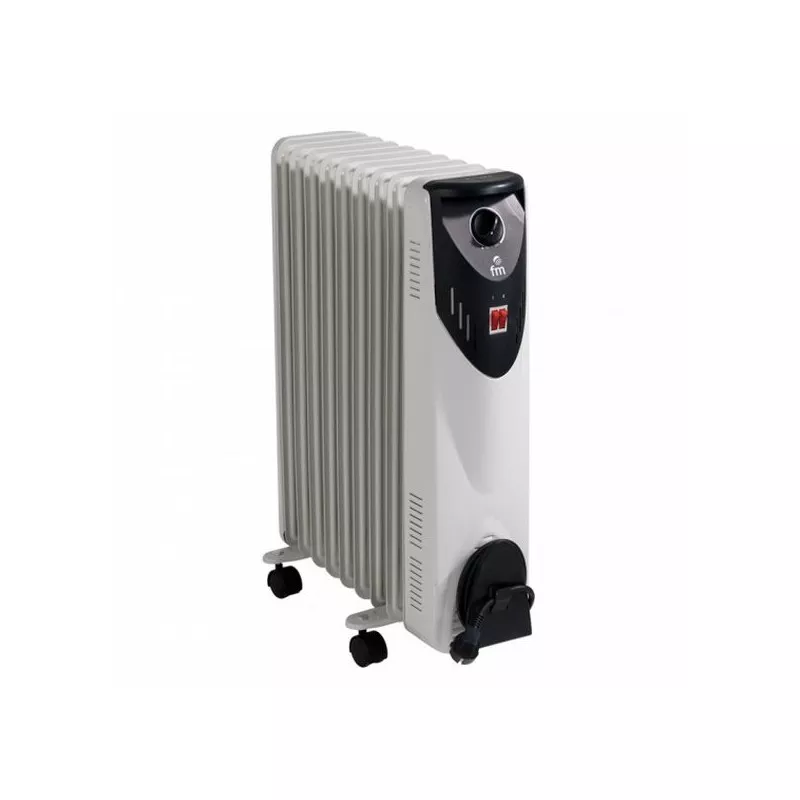 RADIADOR FM RW-20 2000 W 9 portátil blanco con ruedas y diseño de panel delgado.