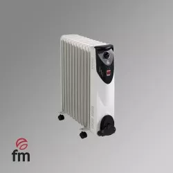 RADIADOR FM RW-25 2500 W 11 de diseño vertical, color blanco, con ruedas y termostato ajustable