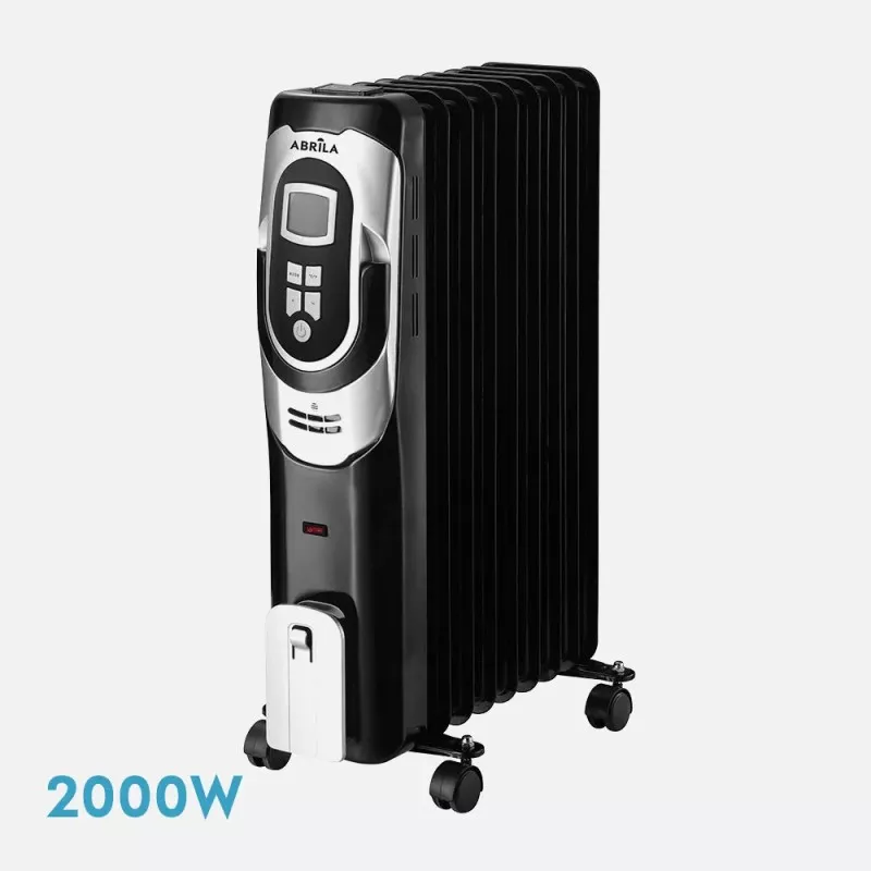 Radiador de aceite Fabrilamp Confort 2000 W negro con diseño de panel y ruedas para fácil movilidad