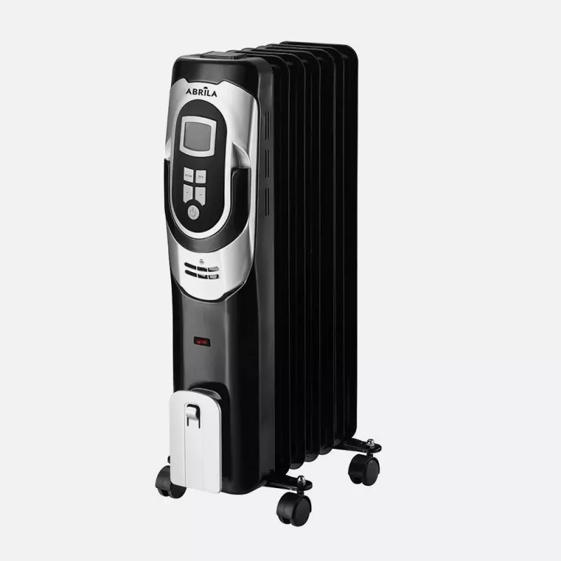 RADIADOR FABRILAMP CONFORT NEGRO 1500 W de diseño vertical, acabado en negro, con control digital y ruedas para fácil movilidad