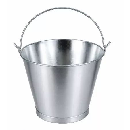 CUBO ASA LISA 12 CINC 30.CM 10L metálico plateado con diseño clásico y asa de alambre para fácil transporte