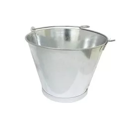 CUBO ANILLA 13 CINC 32,5.CM de metal galvanizado con acabado brillante y diseño clásico para uso doméstico.