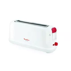 Tostador Moulinex Principio LS160111 1000 W blanco con diseño compacto y ranura para dos rebanadas.