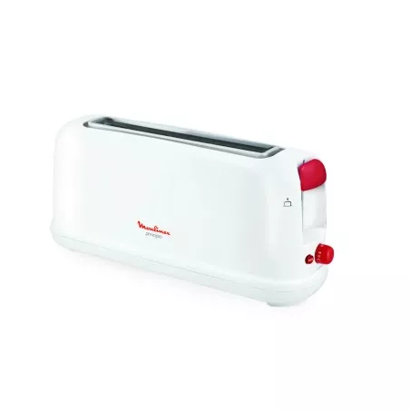 Tostador Moulinex Principio LS160111 1000 W blanco con diseño compacto y ranura para dos rebanadas.