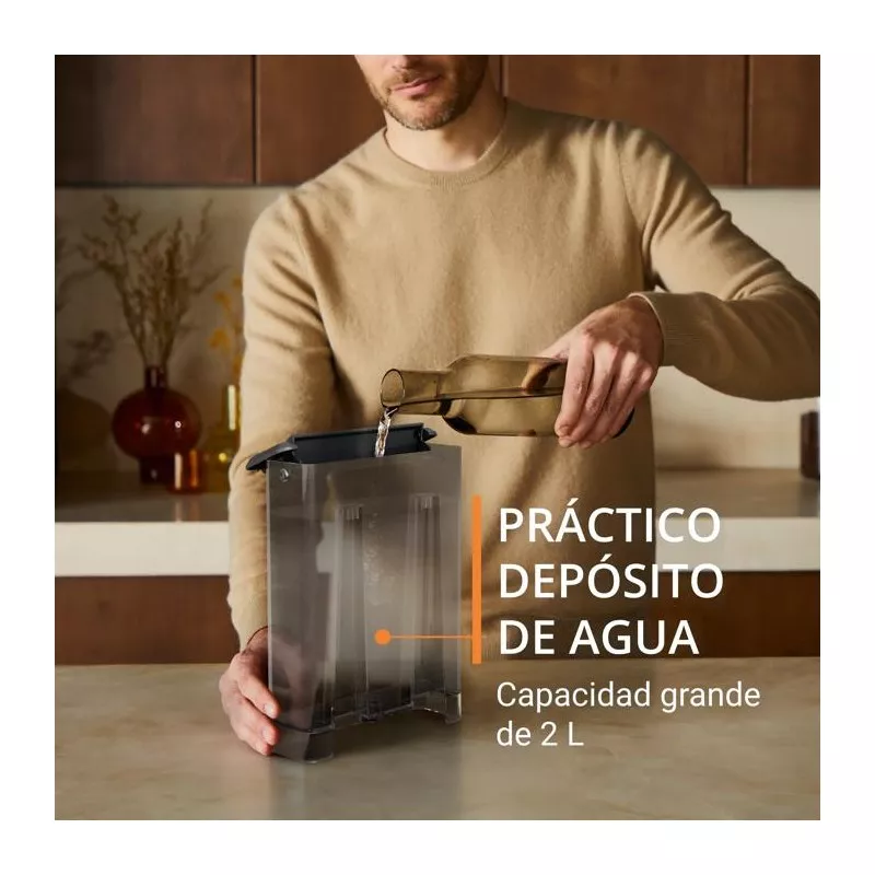 Cafetera espresso manual Krups Authentic XP3818 15 bares con acabado en acero inoxidable y depósito de agua de 1,5 L.