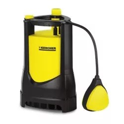 BOMBA AGUA SDP 9500 9500L/H. 450 W KARCHER de color amarillo y negro con diseño compacto y flotador de seguridad.