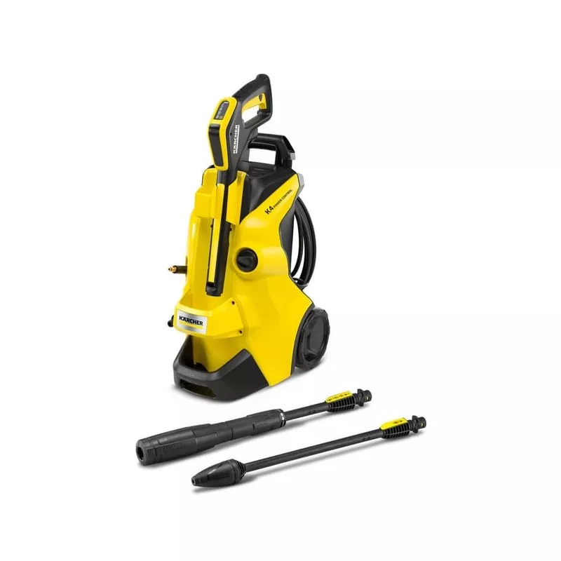 ALTA PRESION KARCHER K4 POWER 420L/130 BARES en color amarillo y negro, diseño compacto con 2 lanza para limpieza eficiente