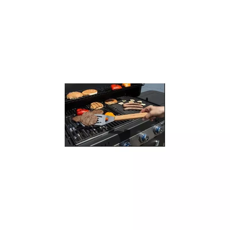 Juego barbacoa 3P. madera Coleman con utensilios de acero inoxidable y mango de madera, ideal para asados.