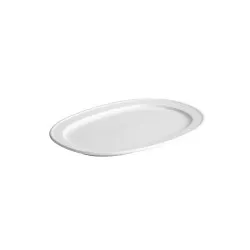BANDEJA 28X17,5 B2532 de porcelana blanca con diseño ovalado y acabado brillante ideal para mesa.