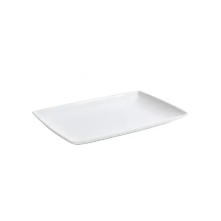 Bandeja rectangular 27,5x19x2,8 cm B4275 de cerámica blanca con acabado brillante y bordes suaves.