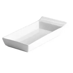 Bandeja Ming B1611 12*9 rectangular de cerámica blanca con acabado liso y diseño moderno para decoración y servicio.
