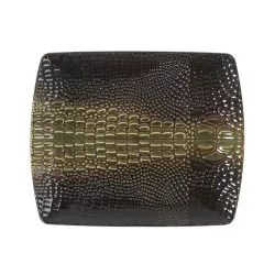 Bandeja rect. cocodrilo 22 cm. B997007 en color marrón, diseño texturizado, acabado brillante y elegante.