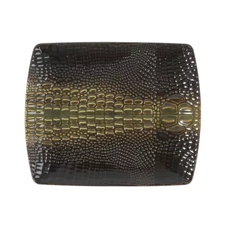 Bandeja rect. cocodrilo 22 cm. B997007 en color marrón, diseño texturizado, acabado brillante y elegante.