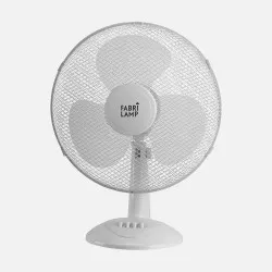 Ventilador de sobremesa Fabrilamp Cape blanco 35W con diseño moderno y 3 velocidades ajustables.
