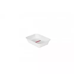 Bandeja Araven Honda 1 1040 rectangular blanca de plástico resistente con borde elevado para alimentos