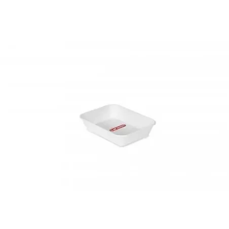 Bandeja Araven Honda 1 1040 rectangular blanca de plástico resistente con borde elevado para alimentos