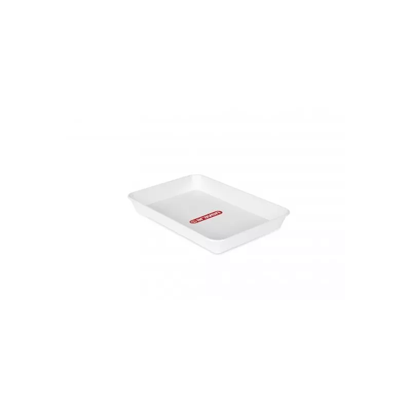 Bandeja Araven Honda 3 1042 de plástico blanco, formato rectangular y acabado liso, ideal para organizar alimentos.
