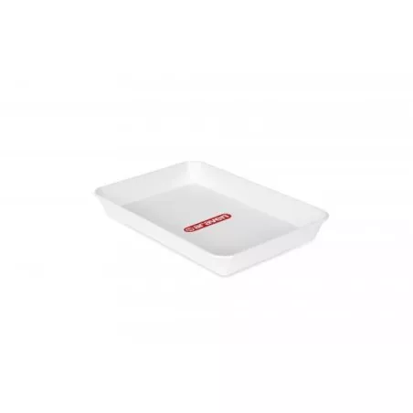 Bandeja Araven Honda 3 1042 de plástico blanco, formato rectangular y acabado liso, ideal para organizar alimentos.