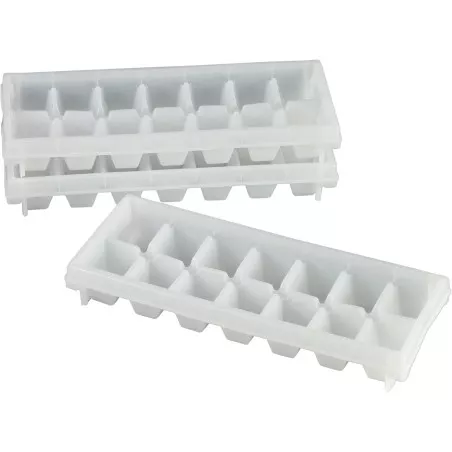 BANDEJA CUBITOS DENOX (LOTE 3) 12100 de plástico blanco con 18 compartimentos y diseño apilable para facilitar el almacenamiento