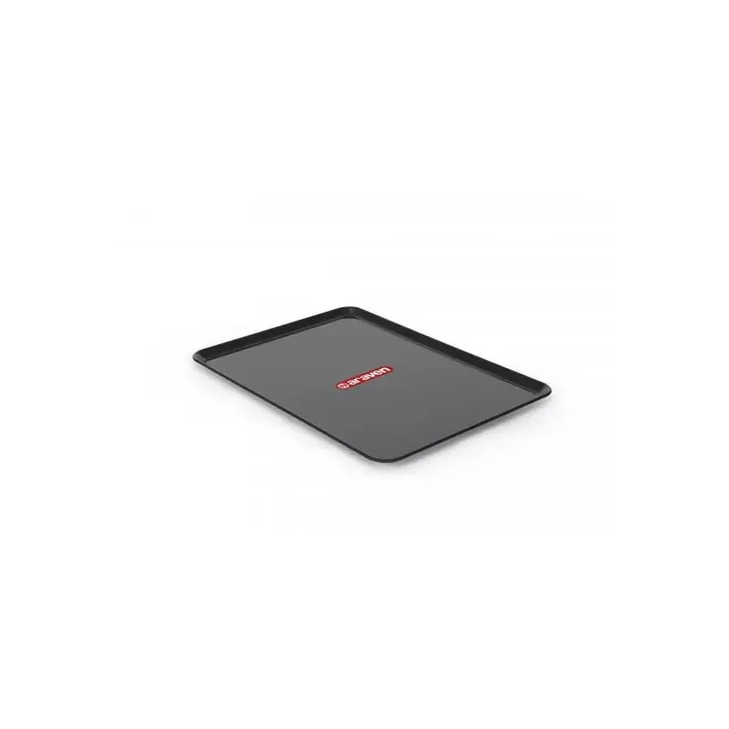 Bandeja Araven plana 14024 negra de plástico resistente, ideal para servir y presentar alimentos.