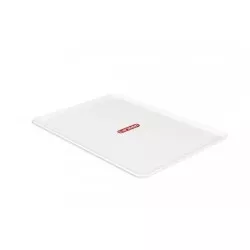 Bandeja Araven plana 1225 de polietileno blanco, diseño rectangular y acabado liso, ideal para servicios.