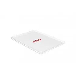 Bandeja Araven plana 1024 blanca de polipropileno, diseño rectangular y fácil de limpiar.