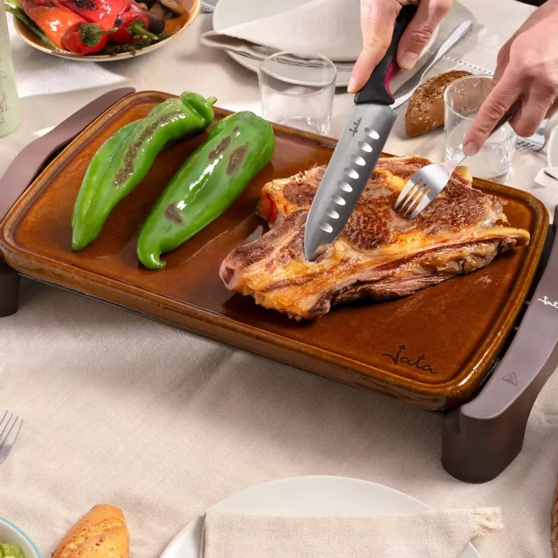 Plancha de asar Jata GR559 Terracota – 1600 W, 46×28 cm, antiadherente