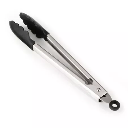 Pinza de cocina Arcos 685600 de acero inoxidable con mangos de silicona antideslizante y diseño ergonómico.