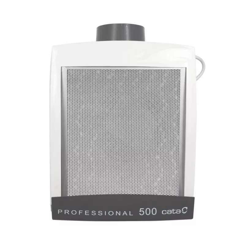 Extractor de cocina Cata PROFESSIONAL 500 - 450 m³/h en color blanco con diseño moderno y resistente, malla metálica filtrante.