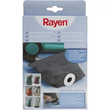 Bolsa aspirador Rayen 6328 universal reutilizable de tela lavable gris con diseño práctico y compatible con varios modelos