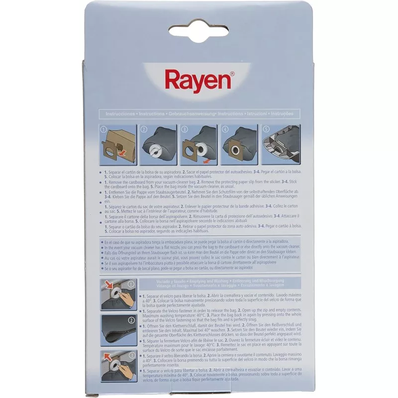 Bolsa aspirador Rayen 6328 universal reutilizable de tela lavable, diseño práctico y funcional para facilitar la limpieza.