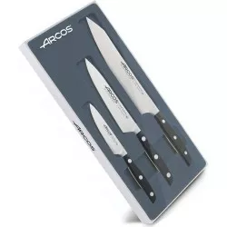 Juego cuchillos Arcos 3 p Manhattan 840600 con cuchillos de acero inoxidable y mangos ergonómicos en color negro