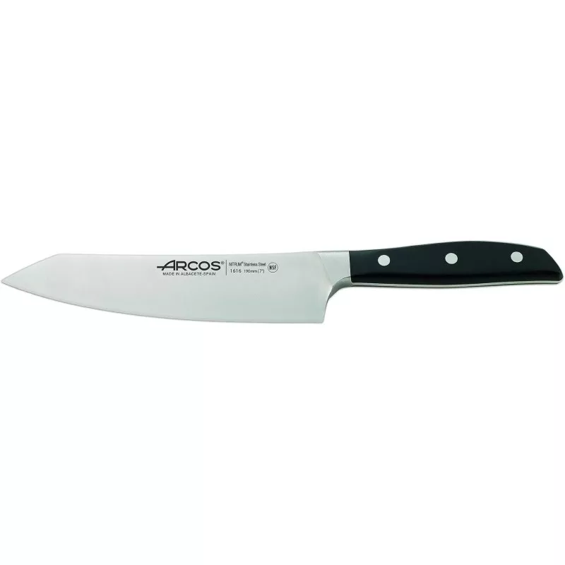 JUEGO CUCHILLOS ARCOS 3 P MANHATTAN 840600 con cuchillos de acero inoxidable y mango negro antideslizante.