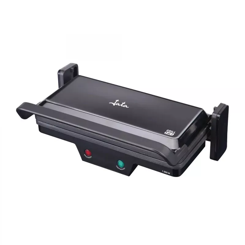 Grill Jata GR266 – 1000 W, doble placa 27×14 cm, apertura 180º, antiadherente