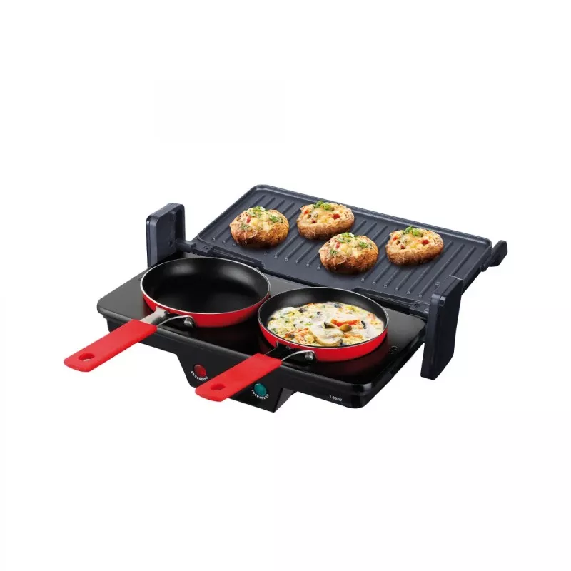 Grill Jata GR266 – 1000 W, doble placa 27×14 cm, apertura 180º, antiadherente