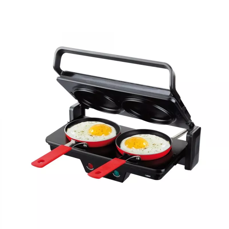 Grill Jata GR266 – 1000 W, doble placa 27×14 cm, apertura 180º, antiadherente