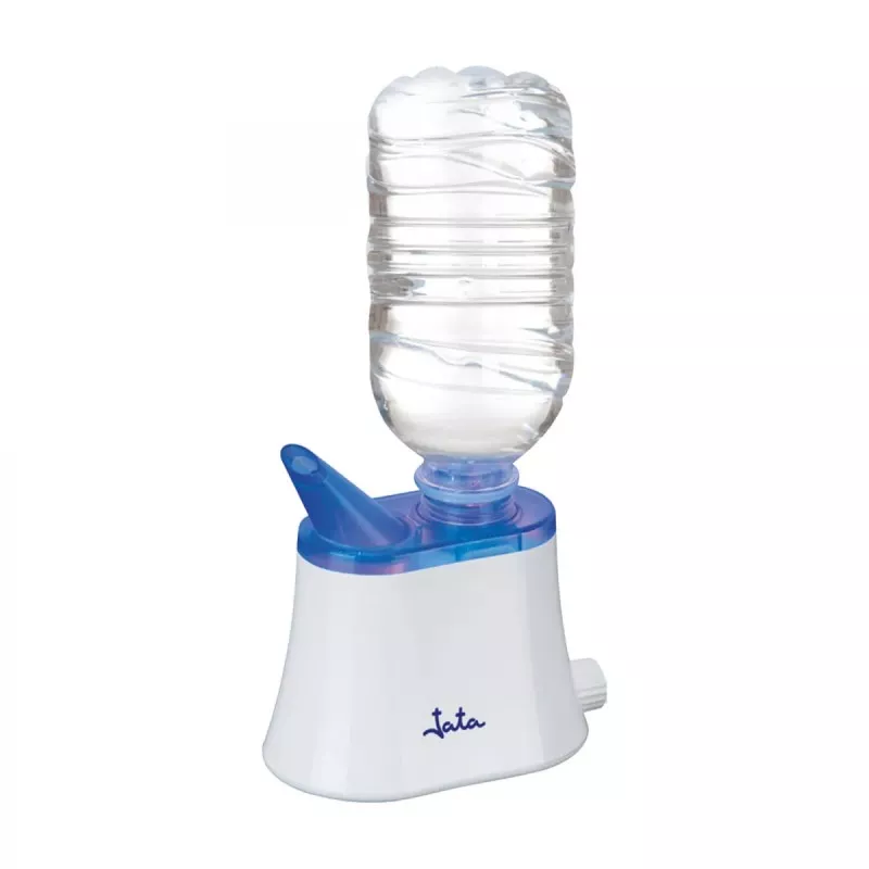 HUMIDIFICADOR JATA HU992 ULTRASONICO en color blanco con depósito para botella, diseño compacto y fácil de usar.