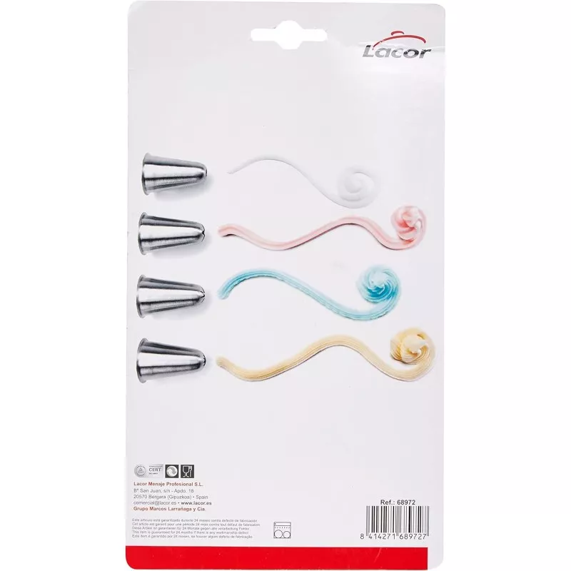 SET 4 BOQUILLAS INOX + MANGA 24 CM. LACOR 68972