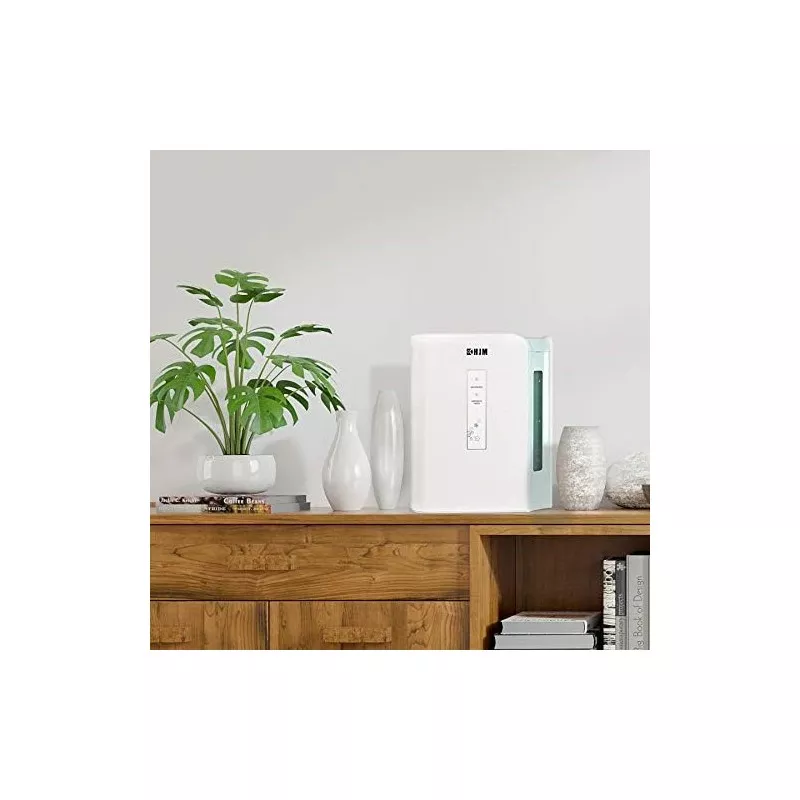 Humidificador HJM GSZ3001 electrónico blanco, diseño moderno con pantalla digital y función de control de humedad.