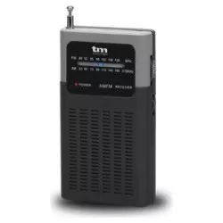 RADIO AM/FM BOLSILLO TMRAD200 NEGRO compacto con diseño portátil y acabado mate, ideal para llevar a cualquier lugar