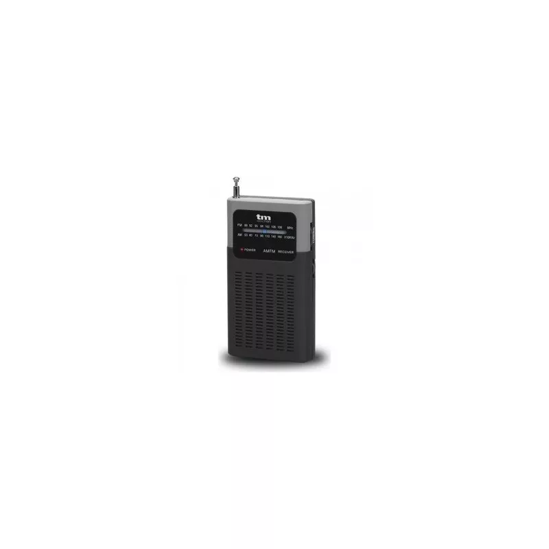 RADIO AM/FM BOLSILLO TMRAD200 NEGRO compacto con diseño portátil y acabado mate, ideal para llevar a cualquier lugar