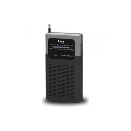 RADIO AM/FM BOLSILLO TMRAD200 NEGRO compacto con diseño portátil y acabado mate, ideal para llevar a cualquier lugar