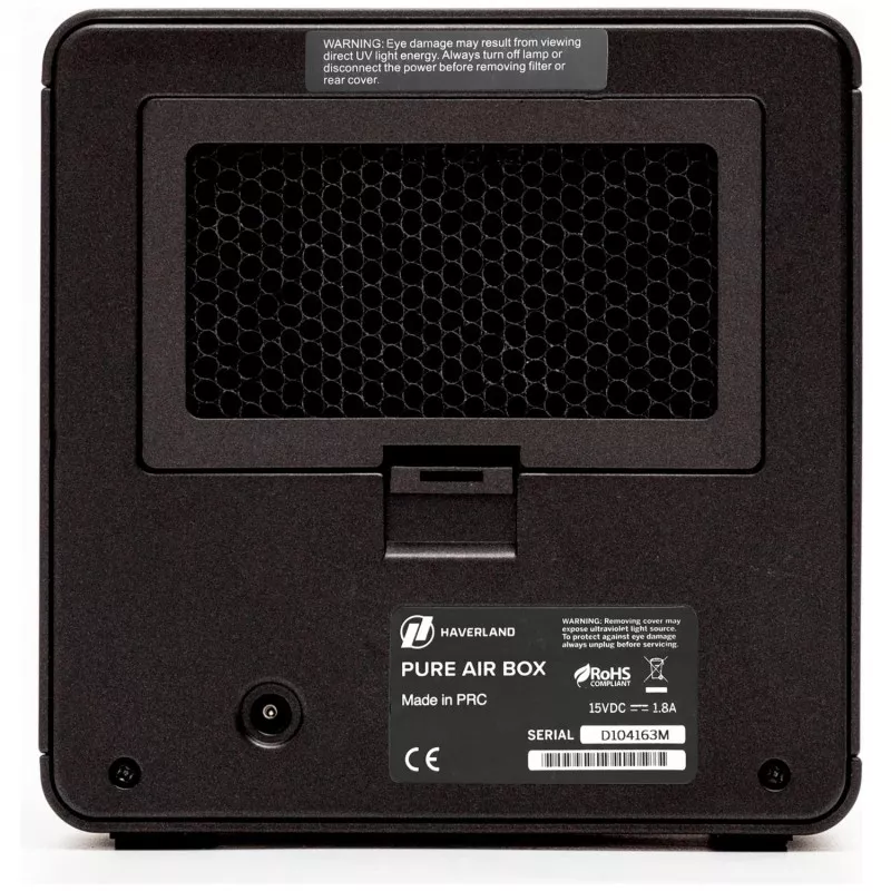 PURIFICADOR HAVERLAND 21W D105597M compacta y portátil, acabado negro, rejilla trasera para ventilación eficiente