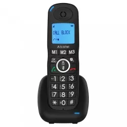 Teléfono Alcatel XL535 Inal negro con teclado grande y pantalla iluminada, ideal para uso doméstico.
