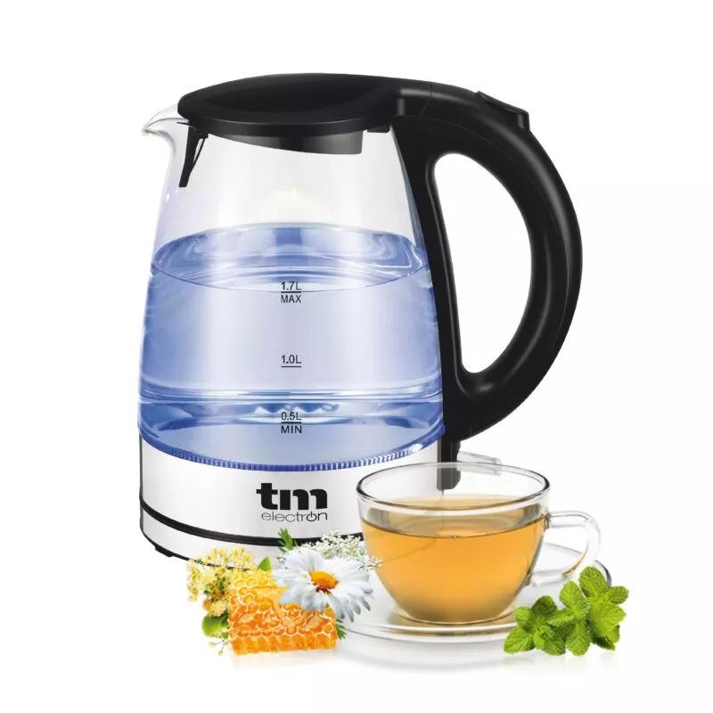 Hervidor de cristal TM Electron TMPKT014 – 1,7 L, 2200 W, vidrio borosilicato