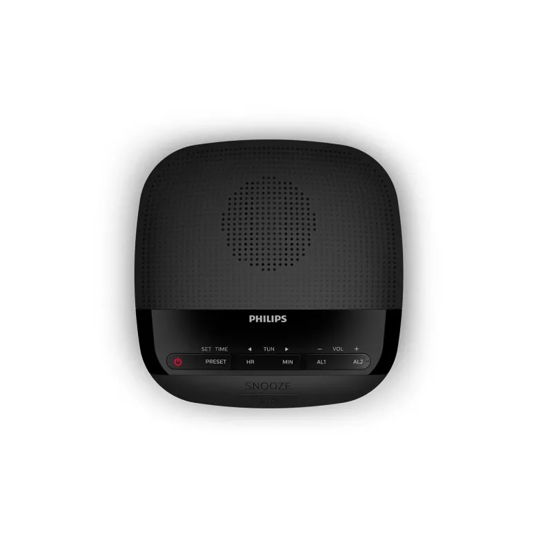 RADIO RELOJ DESPERTADOR PHILIPS TAR3205/12 negro con diseño compacto, pantalla digital y función de alarma ajustable