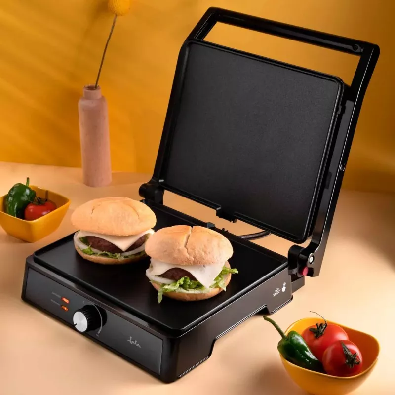 Grill Jata JEGR1913 doble – 2000 W, placas 29×24 cm, apertura 180º
