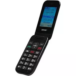 TELEFONO DENVER SENIOR BAS-24200M plegable negro con botones grandes y pantalla iluminada, ideal para seniors